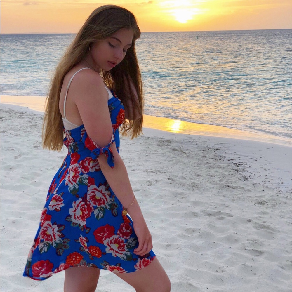 Blue Flower Design Dress